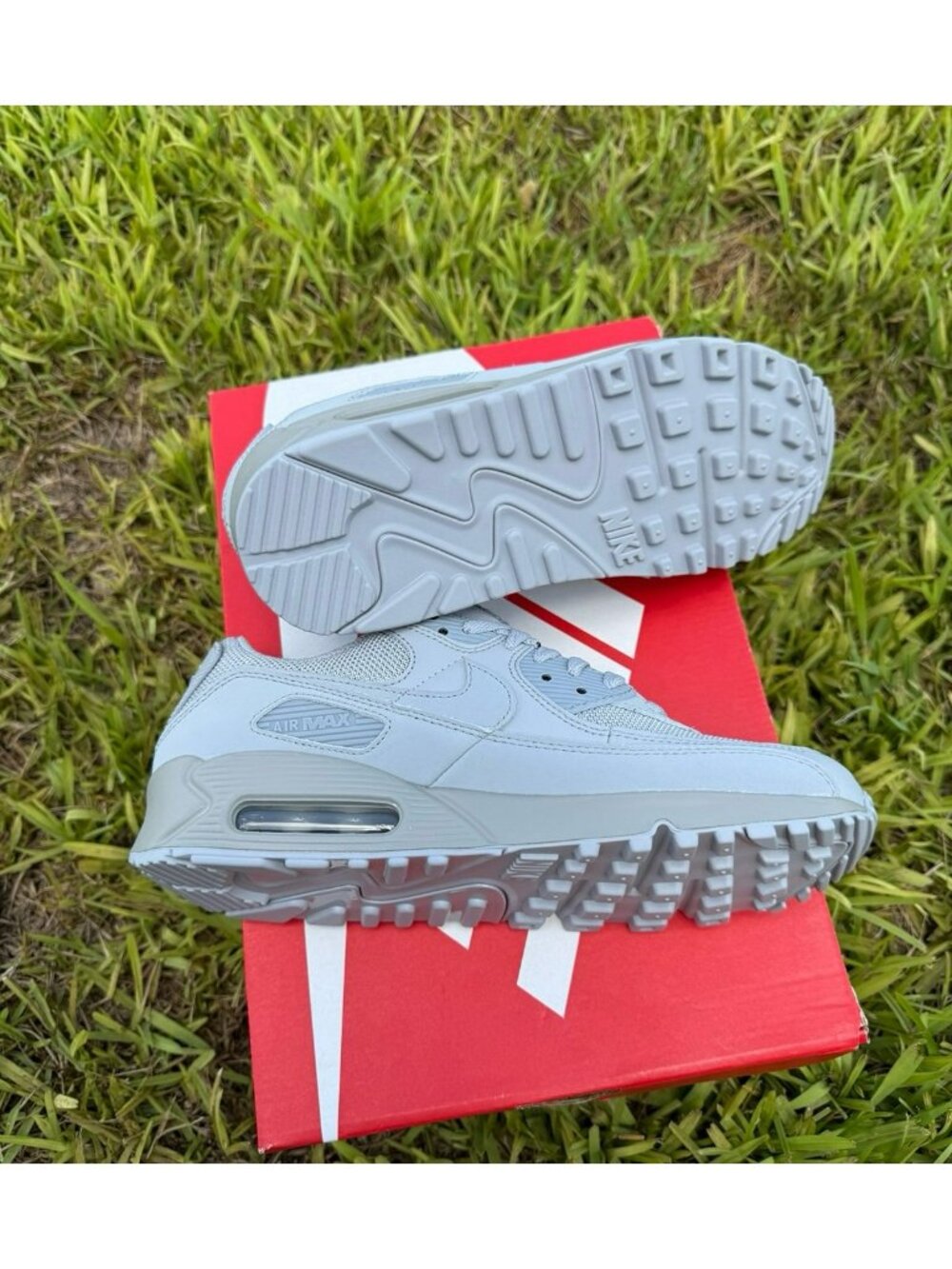 * 8.5 WOMEN'S NIKE AIR MAX 90 WOLF GREY CN8490-001 RUNNING SNEAKERS - Picture 7 of 8